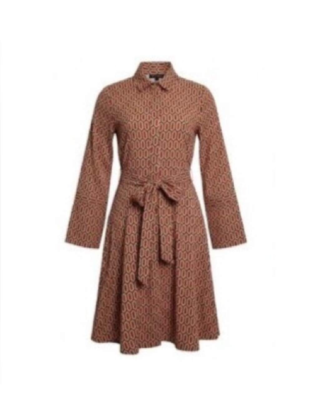 Banana Republic Geometric Print Tie Waist Shirt Dress